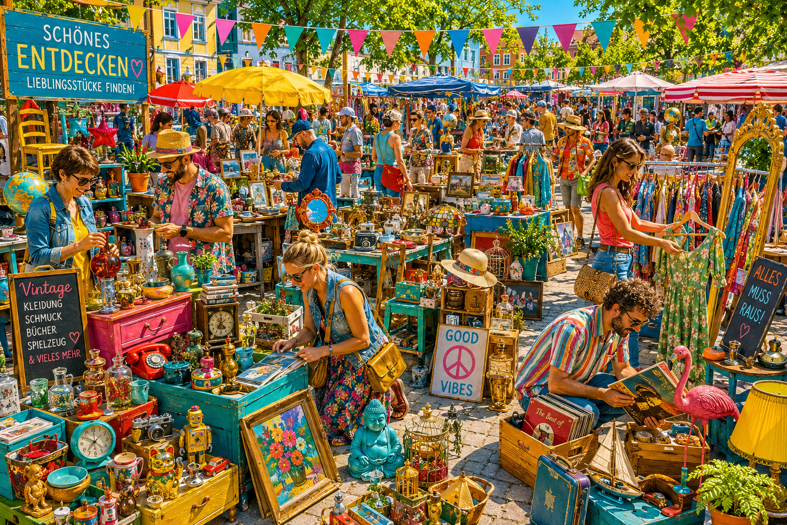 Wimmelbild Flohmarkt