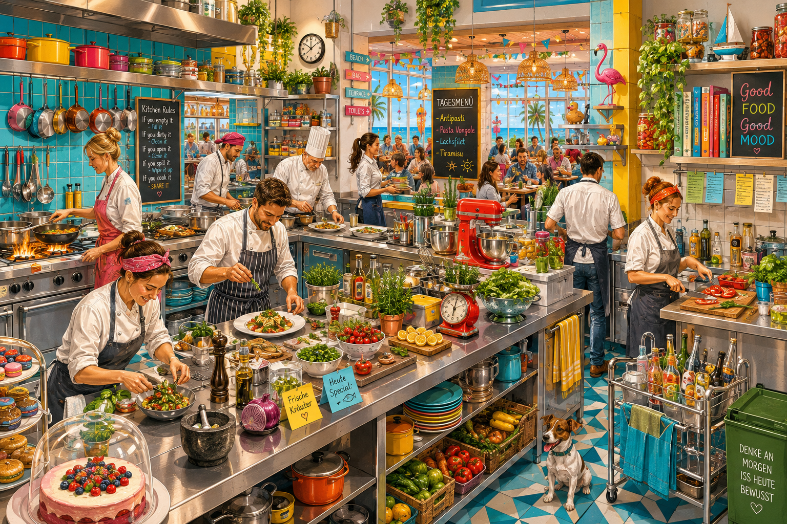 Wimmelbild Restaurantküche