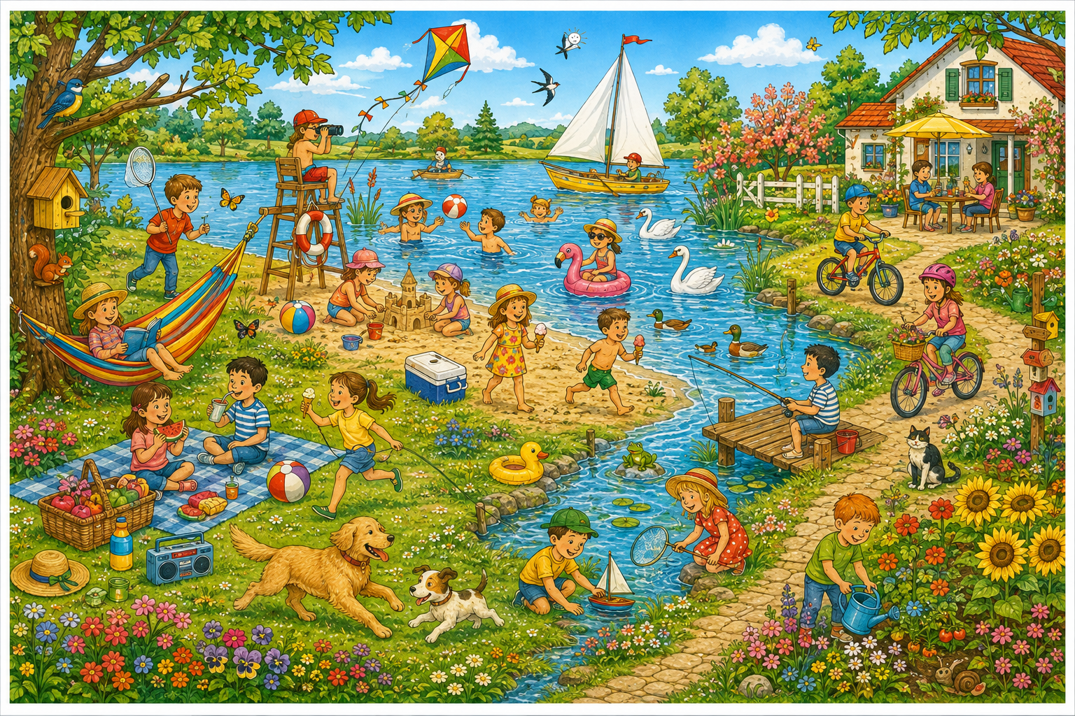 Wimmelbild Sommer zum Ausdrucken