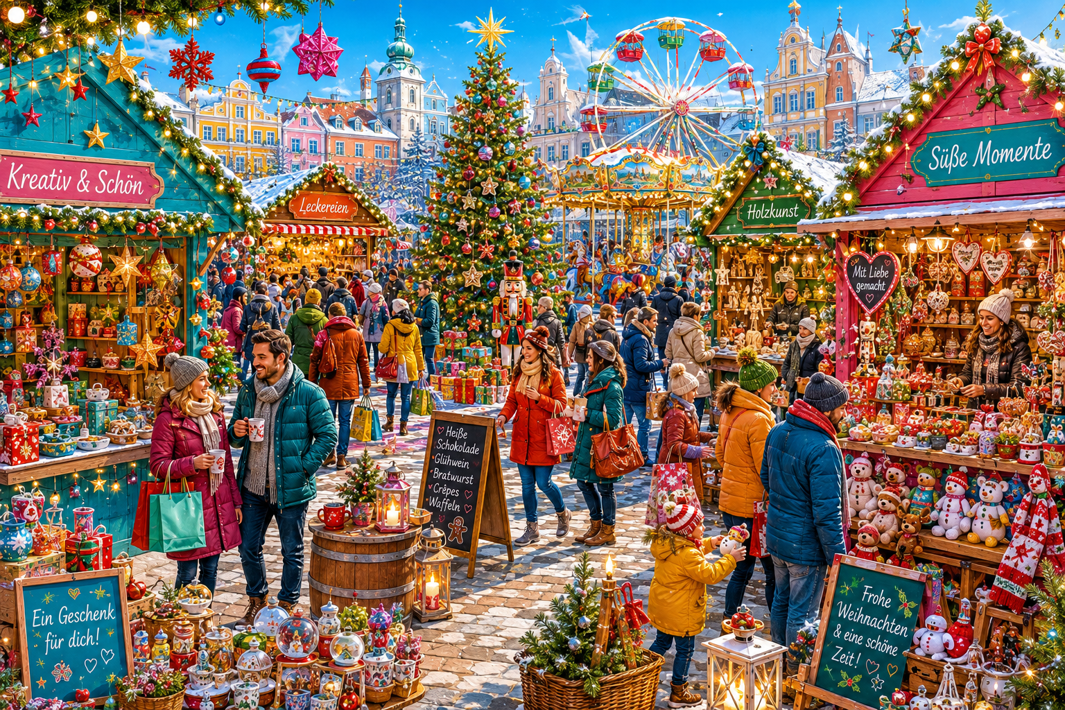 Wimmelbild Weihnachtsmarkt