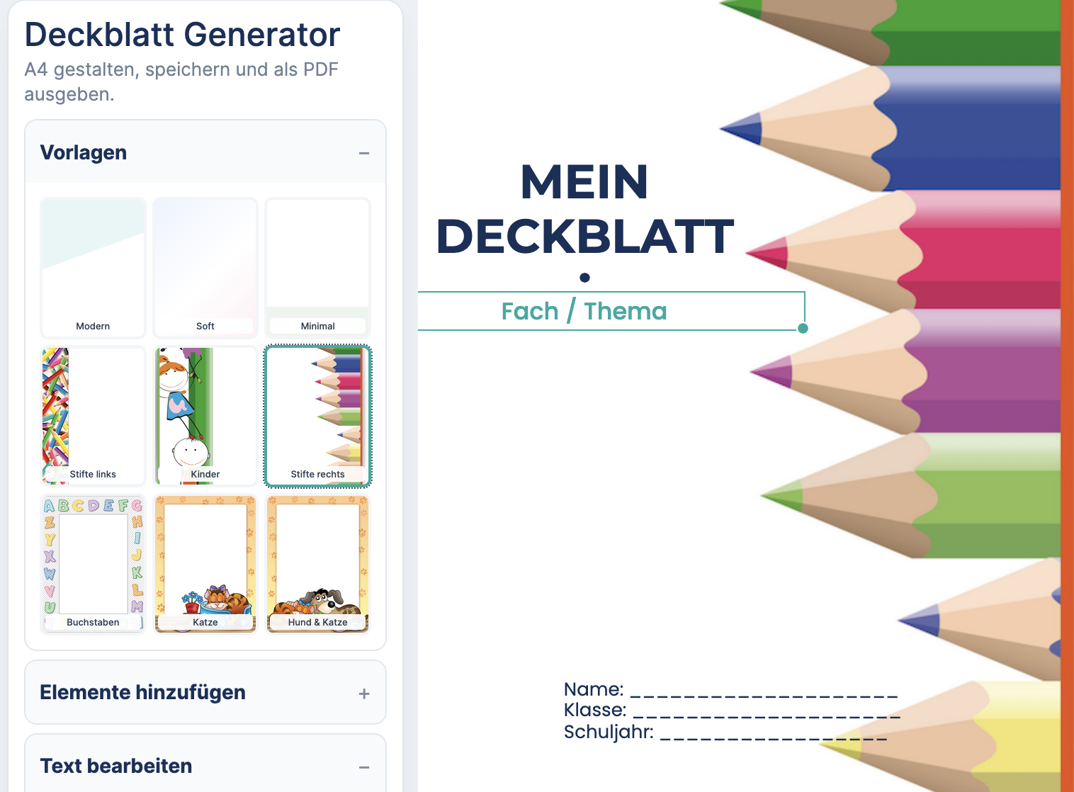 Deckblatt Generator