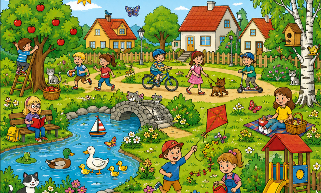 Wimmelbild Bauernhof kostenlos als PDF ausdrucken