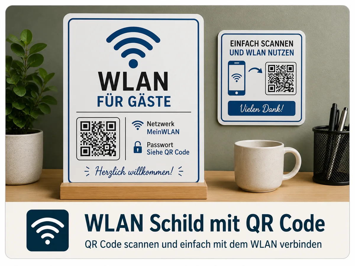 WLAN Schild mit QR Code